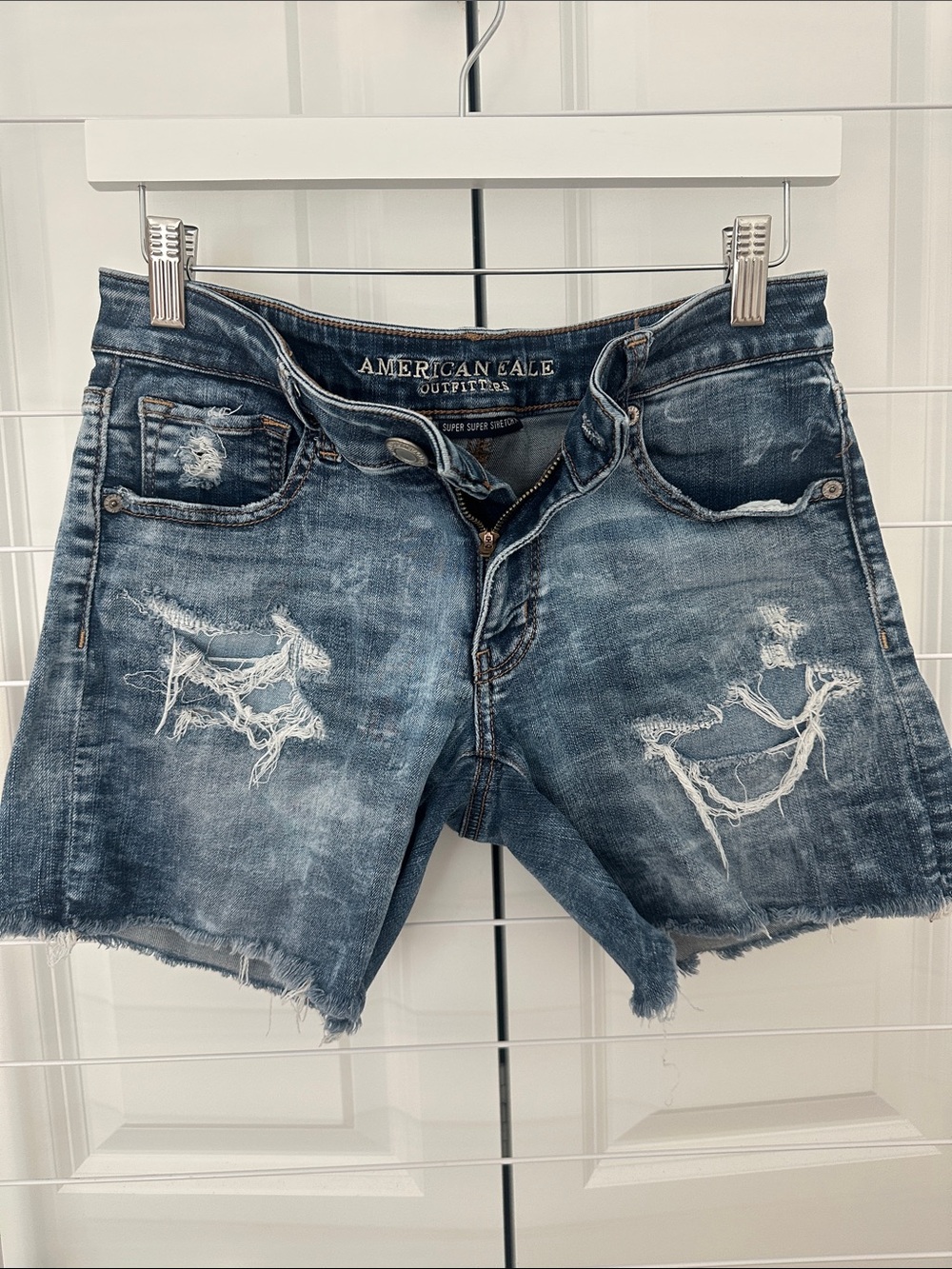 American Eagle Outfitters Distressed Blue Denim Cutoff Shorts